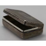 Silver George III snuff box, with reeded decoration, hallmarked 'London 1819', makers stamp
