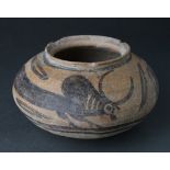 Ancient Indus Valley (ca. 3000 - 2200 BC) terracotta painted pot; depicting zoomorphic motifs.
