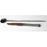 Ancient Roman Period (ca. 200 AD) pair of medical tools; lot composed of a bronze spoon and a