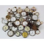 Pocket Watches. A collection of twenty eight pocket watches, including mostly open face (some not