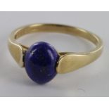 9ct Gold QVC Lapis Lazuli set Ring size T weight 2.9g