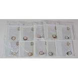 Ten White & Yellow 9ct Gold Rings all stone set with Gems TV COA's all brand new ex Dealer stock