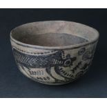 Ancient Indus Valley (ca. 3000 - 2200 BC) terracotta painted pot; depicting zoomorphic motifs.