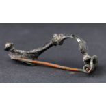 Ancient Roman (ca. 200 AD) bronze trumpet type fibula; nice patina and details.