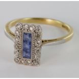 18ct Gold/Plat. Ring set with Sapphires and Diamonds size L weight 2.7g