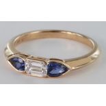 18ct gold Sapphire and Diamond Ring size L weight 2.8g