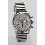 Gents Breitling "Top Time" stainless steel chronograph wristwatch, the silvered dial with three