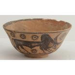 Ancient Indus Valley (ca. 3000 - 2200 BC) terracotta painted pot; depicting zoomorphic motifs.