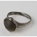 Medieval Period, Saxon (ca. 700 - 900 AD) silver ring composed of oval band forming elliptical