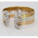 18ct White/Red Gold Diamond set Ring size P weight 4.4g