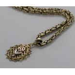 14ct Gold fancy 20 inch Chain with pendant weight 22.3g