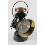 Lucas brass & black laquered 'King of the Road' lamp, no. 721, total height 30.5cm approx.