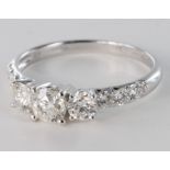 18ct white gold nine stone Diamond Ring size L 1.00ct weight,weight 2.0g