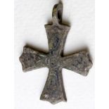 Medieval Period, Viking (ca. 900 - 1100 AD) bronze cross pendant with niello(silver) inlay;