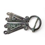 Medieval Period, Viking (ca.1100 - 1300 AD) bronze penannular omega type brooch; elaborate