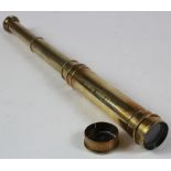 Fine Victorian three drawer brass naval captain's pocket telescope, engraved 'Capt John James HMS