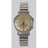 Gents Jaeger Le Coutre alarm wristwatch circa 1964, the cream dial with gilt bi hourly Arabic /
