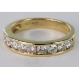 18ct gold channel set Diamond Ring size K 0.75ct weight, weight 4.0g