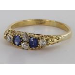 18ct Gold Sapphire and Diamond Ring size N weight 2.9g