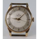 Gents 9ct cased Smiths "Deluxe" wristwatch, working when catalogued