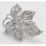 Platinum Diamond set leaf style Brooch weight 8.7g