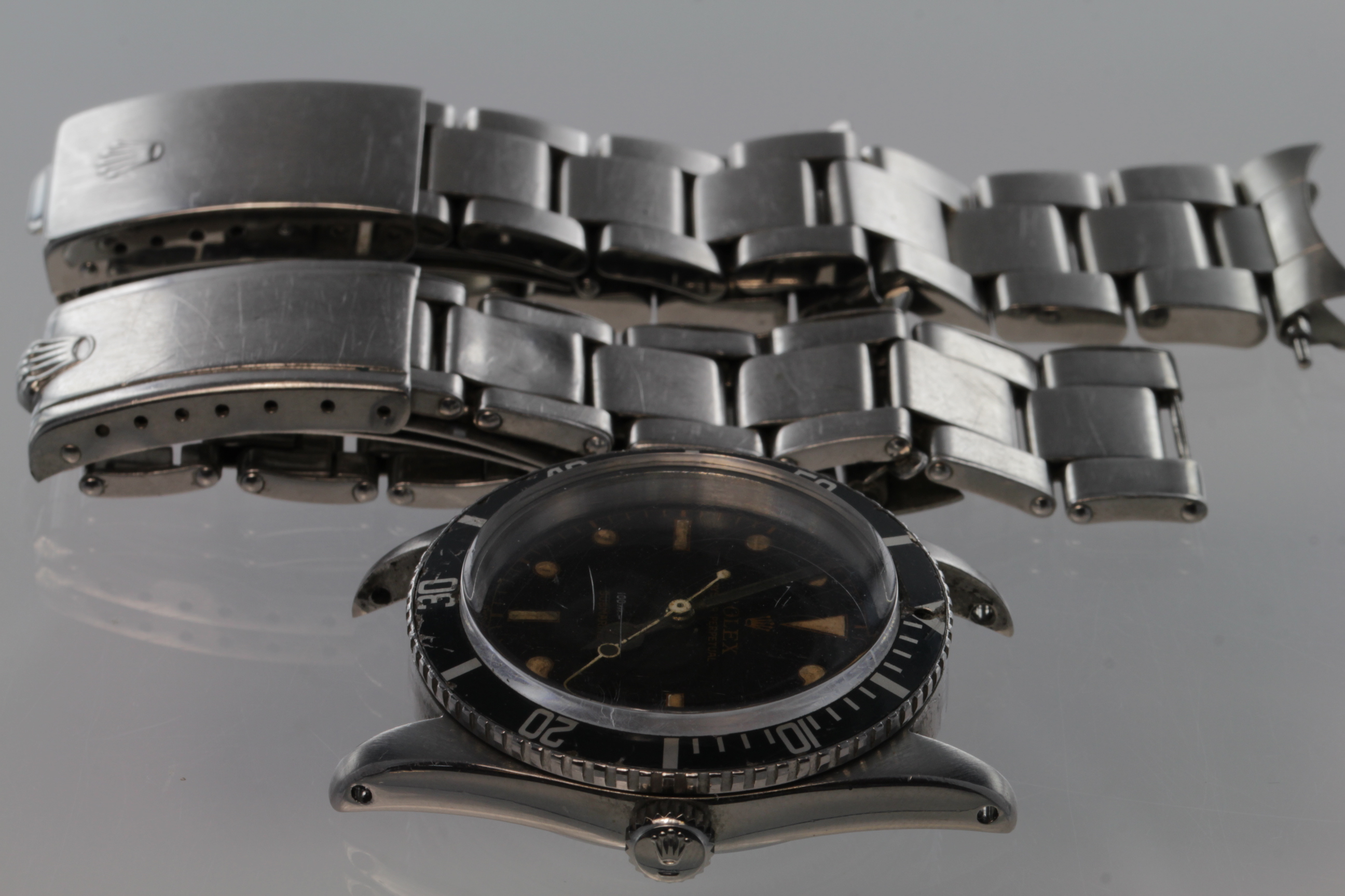 Rolex Oyster Perpetual Submariner 6538/6 (small crown) wristwatch, circa 1956, black dial with - Image 2 of 6