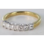 18ct gold Ring set with seven Diamonds size K 0.50ct weight, weight 2.7g