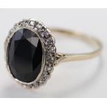 9ct Gold Sapphire & CZ Ring size U weight 4.3g