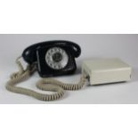 Silver Jubilee 1977 blue telephone with ringer box, label to underside 'A product of the P O.