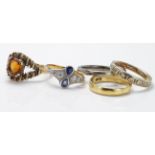 Assortment of five ladies gold / yellow metal rings