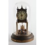 Brass anniversary clock by Gustav Becker, circa late 19th to early 20th century, with glass dome,