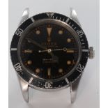 Rolex Oyster Perpetual Submariner 6538/6 (small crown) wristwatch, circa 1956, black dial with