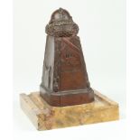 Automobile interest. Unusual inkwell with marble base, marked 'Touring Club de France, Chateau