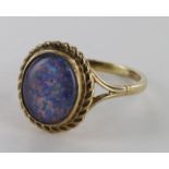 9ct Gold Opal doublet Ring size R weight 3.8g