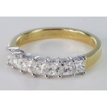 18ct gold seven stone Diamond Ring size N 1.00ct weight, weight 4.3g