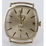 Gents 9ct cased (hallmarked Sheffield 1968) Rotary wristwatch. The gilt dial with gilt baton
