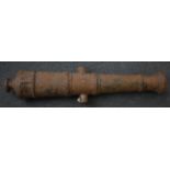 Cannon - an 18th Century 2 inch cannon recovered from wreck of the Dutch, cast. (Buyer collects)