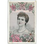 Art Nouveau, Ladys head, pink background, French publisher, rare   (1)