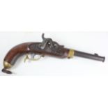 Scarce Russian Potsdam 1851 pattern military percussion pistol unit marked to the trigger guard