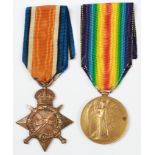 1915 Star and Victory Medal to G-845 Pte W Hisgrove Middx R. (2)
