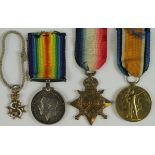 1915 Star Trio to G-1251 F Hughes R.W.Kent Regt. With an unusual 1897 medal numbered to reverse 1633