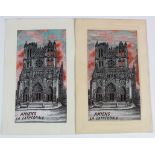 Flames, Amiens La Cathedral with variety, by Deffrene, rare   (2)
