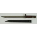 Bayonet: Czech V2-24 with reverse cutting edge in its blued steel scabbard. V.G.C.