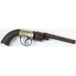 Early transitional percussion cap revolver (hammer missing), frame and handle in the style of a