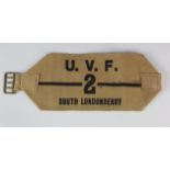 Armband: WW1 U.V.F. (Ulster Volunteer Force) 2nd South Londonderry Battalion printed cloth