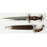 German WW2 SA Dagger with Scabbard and Hanger. Blade maker marked 'Carl Heidelberg Solingen'.