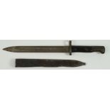 Bayonet: Austrian WW1 Model 1912 Export Mauser in its steel scabbard (dented) with missing frog