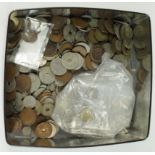 African Coins, mostly British colonial accumulation in a biscuit tin, silver noted.