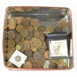 Channel Islands, accumulation of mostly predecimal coins in a biscuit tin, 19th-20thC, noted