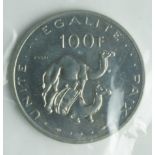 Djibouti 100 Francs 1977 Essai KM#EE7 BU in the original Monnaie de Paris sleeve